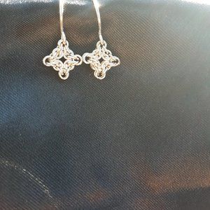 925 sterling silver byzantine diamond earrings